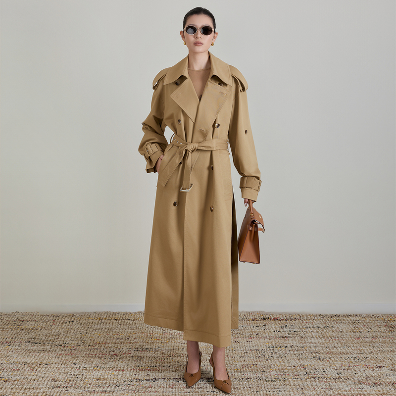 【Autumn Breeze Meets Encounter】Autumn After-Work Street Style Photoshoot Vibe, Versatile and Can Be Styled Both Sweet and Edgy, Knee-Length Trench Coat for Women
