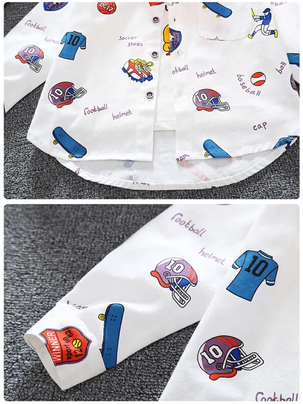 Áo sơ mi trẻ em mùa xuân 2020 mới mùa xuân và mùa thu trẻ em áo sơ mi cotton trẻ em bé trai dài tay quần áo inch xu hướng phong cách nước ngoài - Áo sơ mi