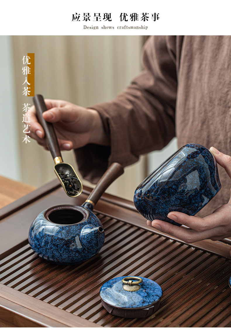 By variable kung fu tea sets temmoku glaze teacup tureen wiredrawing home office make tea with a gift