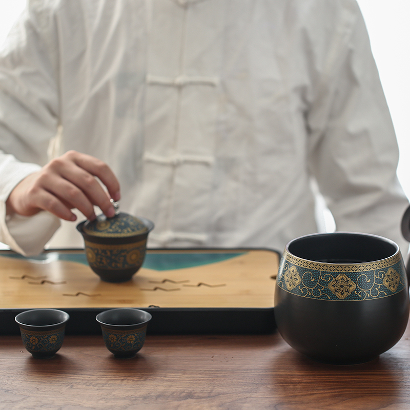 Restoring ancient ways by ceramic tea to wash large home in hot dry tea table cylinder washing water jar kung fu tea accessories