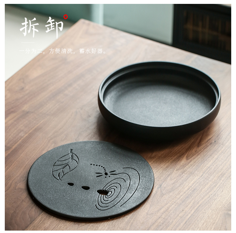 By full ceramic tea tray was large round water kung fu tea tray was contracted dry tea tea sea home