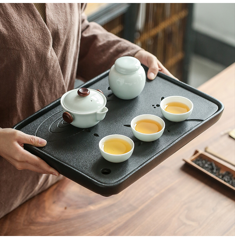 By full ceramic tea tray was large round water kung fu tea tray was contracted dry tea tea sea home