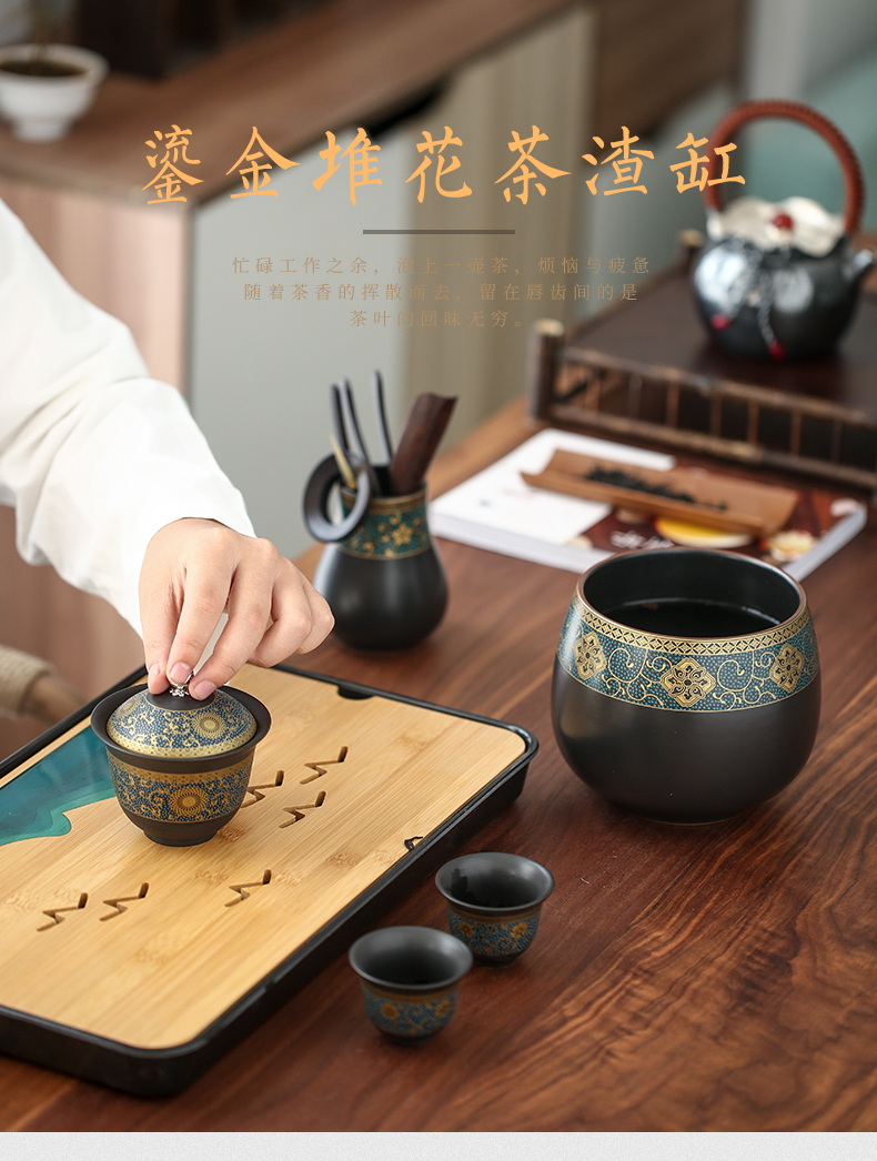 Restoring ancient ways by ceramic tea to wash large home in hot dry tea table cylinder washing water jar kung fu tea accessories