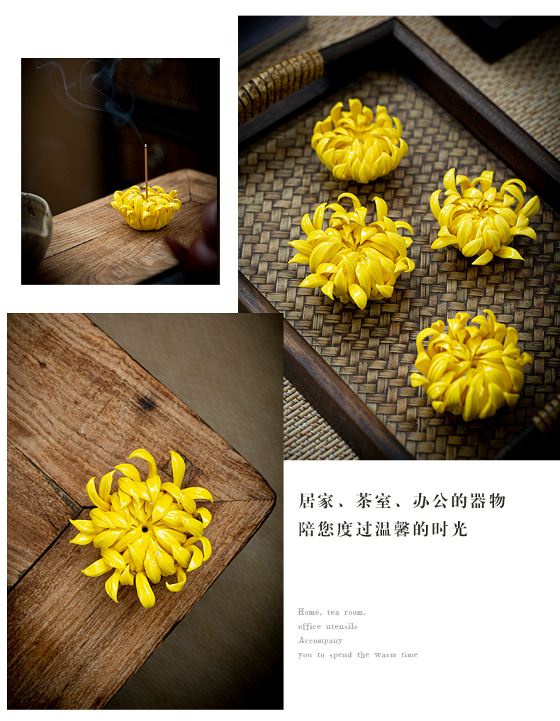 Stick ceramic insert fragrant by peony cut flower tea incense inserted disk tea pet furnishing articles joss Stick inserted