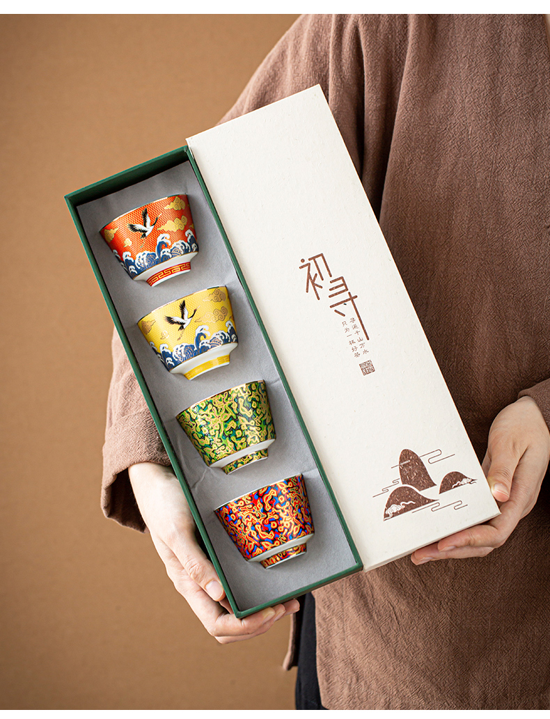 By the tide of special ceramic cups kung fu tea cup single CPU Japanese master sample tea cup cup gift sets