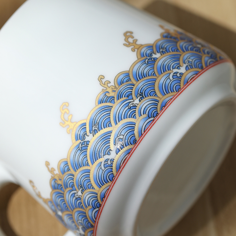 By mark cup jingdezhen office cup manual pastel colored enamel porcelain cup with cover filter cups