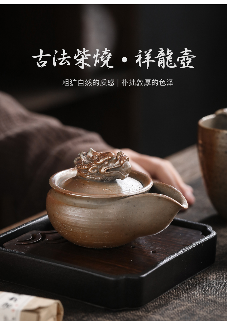 By firewood leading Japanese pure manual coarse pottery teapot hand grasp pot pinecone tureen kung fu tea tea