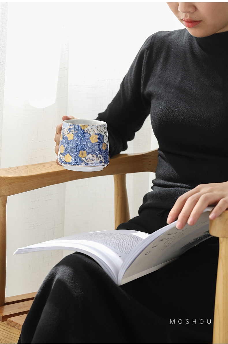 By mark cup jingdezhen office cup manual pastel colored enamel porcelain cup with cover filter cups