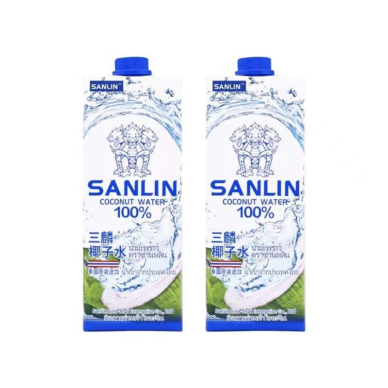 Thailand Sanlin 100% Natural Pure Coconut Water Imported Beverage Nfc Coconut Green Juice Drink 1L*6 Bottles Whole Box