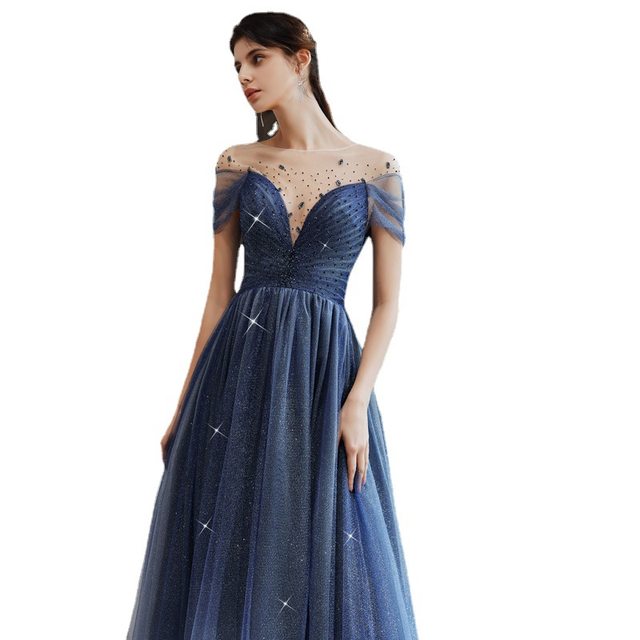 High-end dress 2022 new bride toast dress temperament starry sky annual meeting catwalk show host art test evening dress