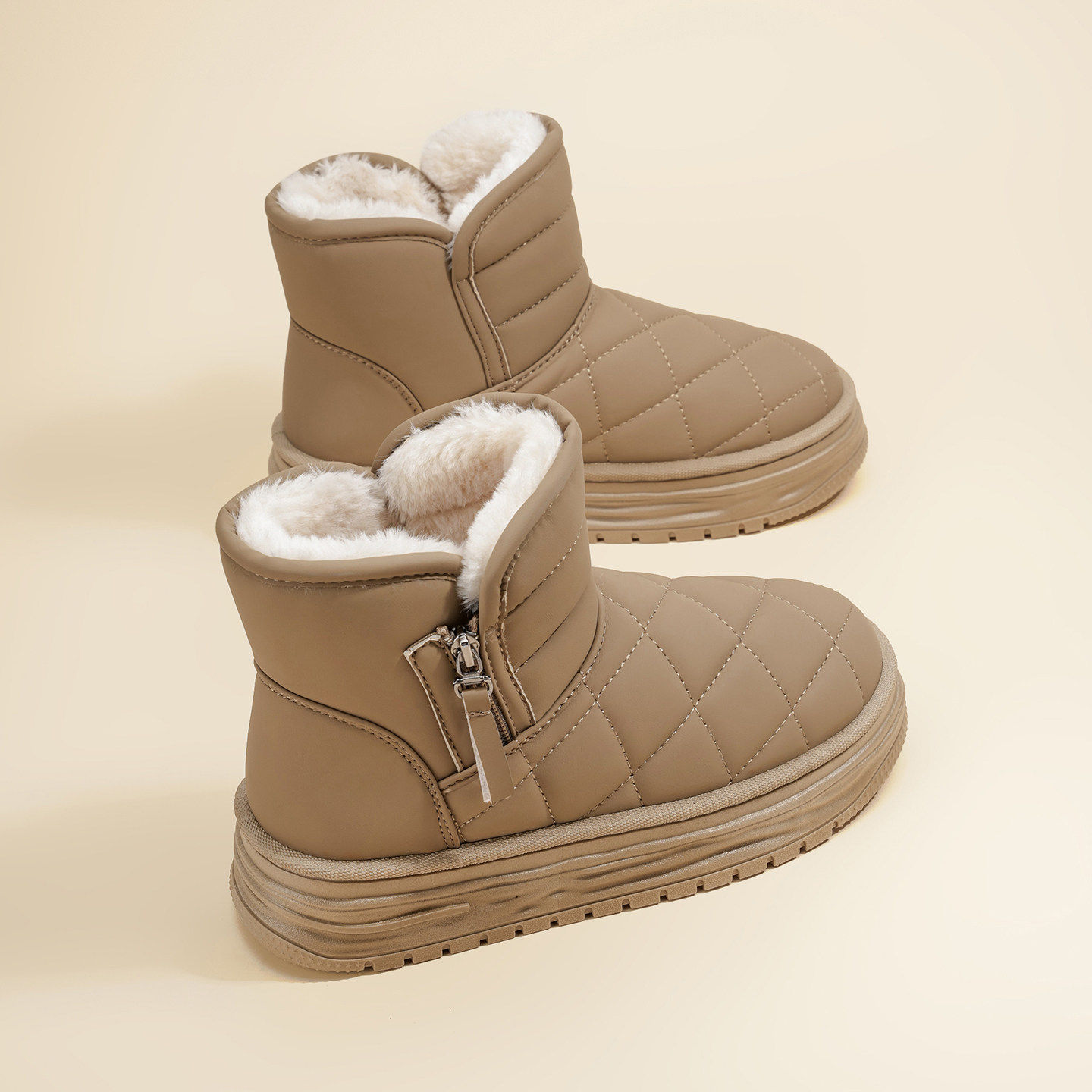 Harbin Snow Boots for Women 2025 New Winter Fleece-Lined Thickened Cotton Boots Leather Surface Waterproof Non-Slip Northeastern Cotton Shoes