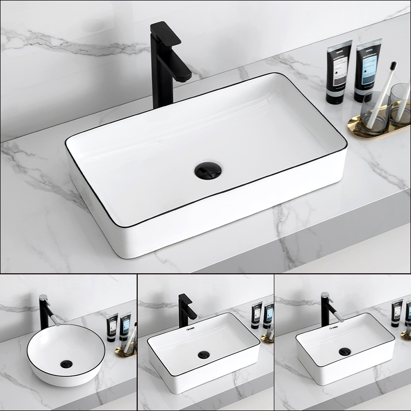 Nordic ceramic countertop veranda wash basin small size household washbasin single basin bathroom washbasin