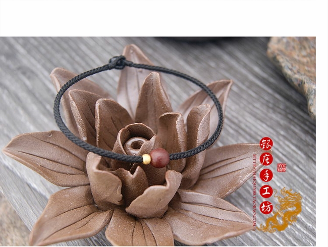 Tránh ác, ngăn chặn nhân vật phản diện, may mắn, gỗ đàn hương dệt bằng tay, vàng 24k, năm đỏ, dây đỏ, vòng tay, vòng chân - Vòng chân lắc chân vàng pnj