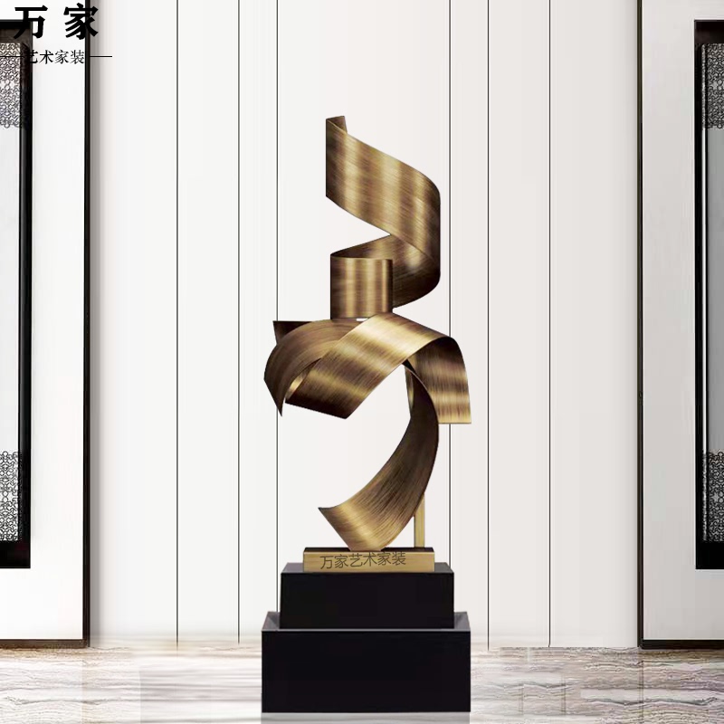 Modern Large Abstract Metal Ornaments, Hotel Lobby Sculptures, Art Works, Entrance Hall, Living Room Floor-Standing Decorations