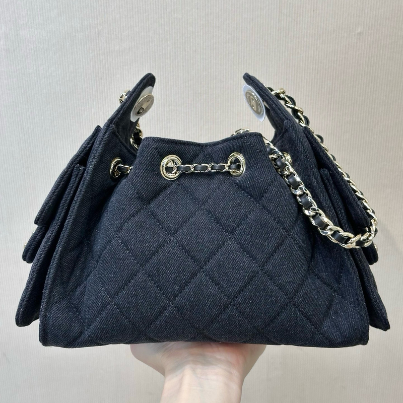26C New Style Chanel-Inspired 25 Bag Hippie Small Hobo Bag Mini Quilted Single Shoulder Chain Bucket Underarm Bag for Women