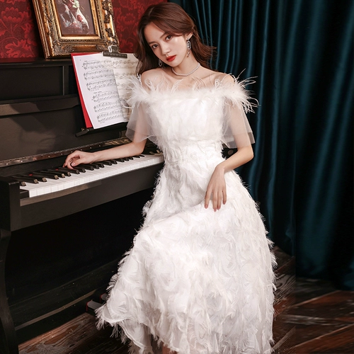 Вечернее платье, белая элитная юбка, подходит для подростков, коллекция 2023, открытые плечи