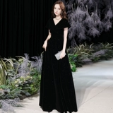 Черное бархатное элитное зимнее вечернее платье, коллекция 2023, премиум класс