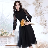 Черное зимнее вечернее платье, подходит для подростков, подарок на день рождения, яркий броский стиль