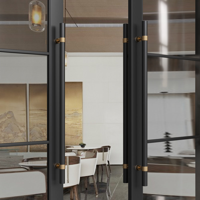 Extremely Minimalist Glass Door Handle Walnuts Wood Pair with Framed Wood Door Handle Log Gold Armrests