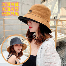 Lady Bifacial Embroidered Korean Version Fisherman Hat Summer Cover Sunscreen Sunhat Day Ensemble Art Student Classic