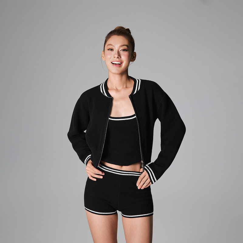 Achock Sports Color-Blocked Webbing Double-Zipper Windproof Short Tennis Suit Autumn Sports Jacket