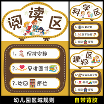 Kindergarten area rules entry card layout agreement logo China wind zone corner activity childrens decorative wall stickers
