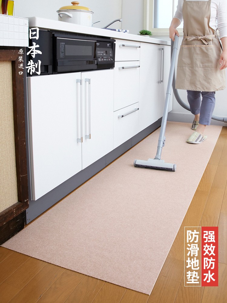 Japan Import Kitchen Ground Mat Strong Effect Waterproof Anti-Oil Stain Self-Adhesive Mat Adsorption Ground Mat Anti Slip Upgrade