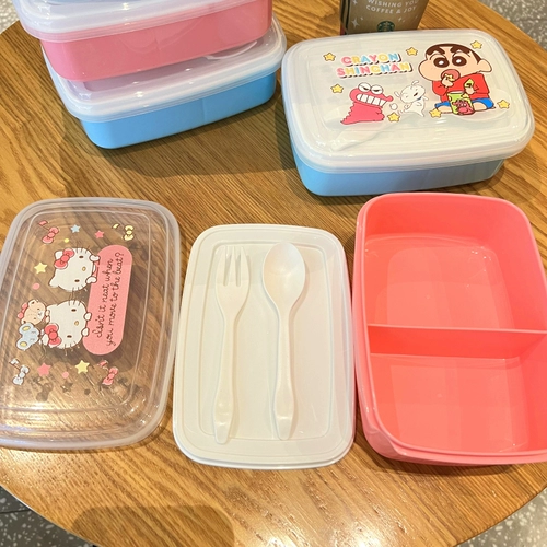 Мультяшный ланч-бокс для школьников, двухэтажная банка для хранения, ящик для хранения