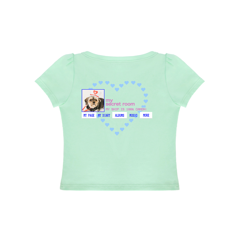 *Rustset* Original Mint Green Heart-Shaped Puppy Short-Sleeve T-Shirt for Women Summer Top