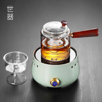 Household high temperature resistant glass steam tea maker set Electric pottery stove Tea steaming teapot single pot tea set Electric boiling water