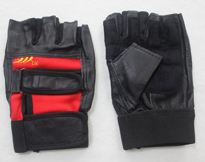 Three floating half finger leather gloves riding gloves blue red