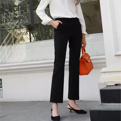 Pants women 2021 New Net red thin black high waist straight pants women's small Korean version of Joker