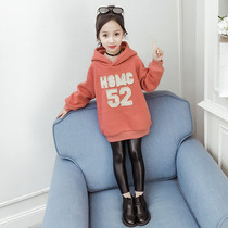 Girls 2020 new Korean version of the autumn and winter thickened sweater velvet winter childrens clothing foreign style warm medium-long top