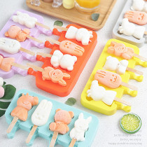 Silicone ice cream mold 4 with cartoon ice cream popsicle mold DIY homemade food grade with lid 50 popsicle stick