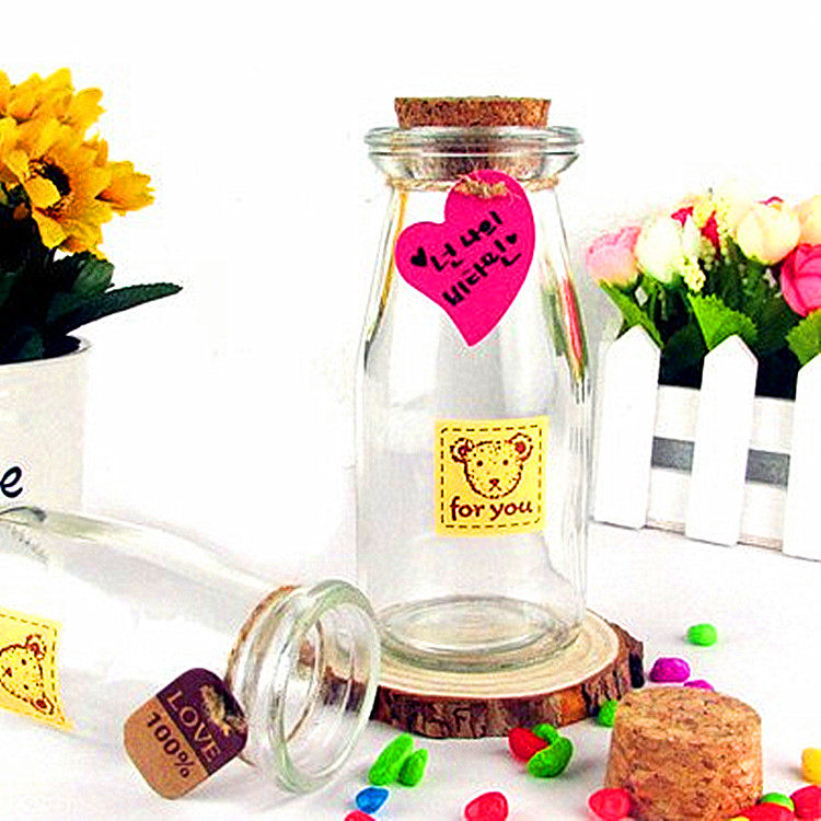 200ml Glass bottle with cork Milk cup Jelly cup Pudding cup Mousse cup Iola wishing bottle