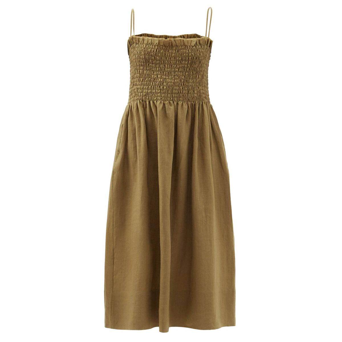 Three Graces London Lena hood-style linen for a long foreign dress 2022 new spring summer