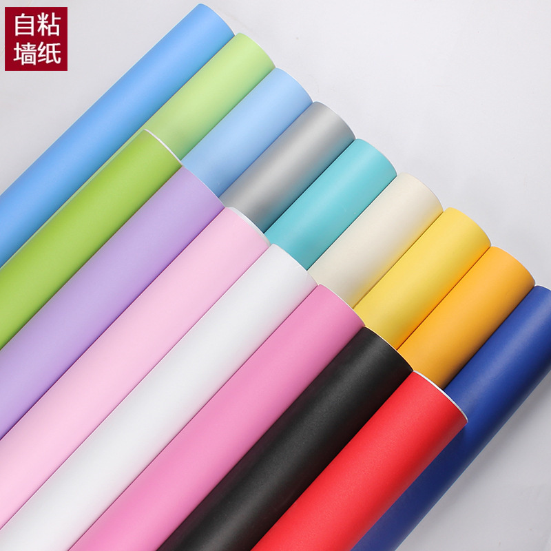 Thickened sub-light wallpaper cabinet furniture Furniture Refurbishment Overall Cupboard Wardrobe Stickers Pure Color Wall Sticker waterproof wallpaper Self-adhesive