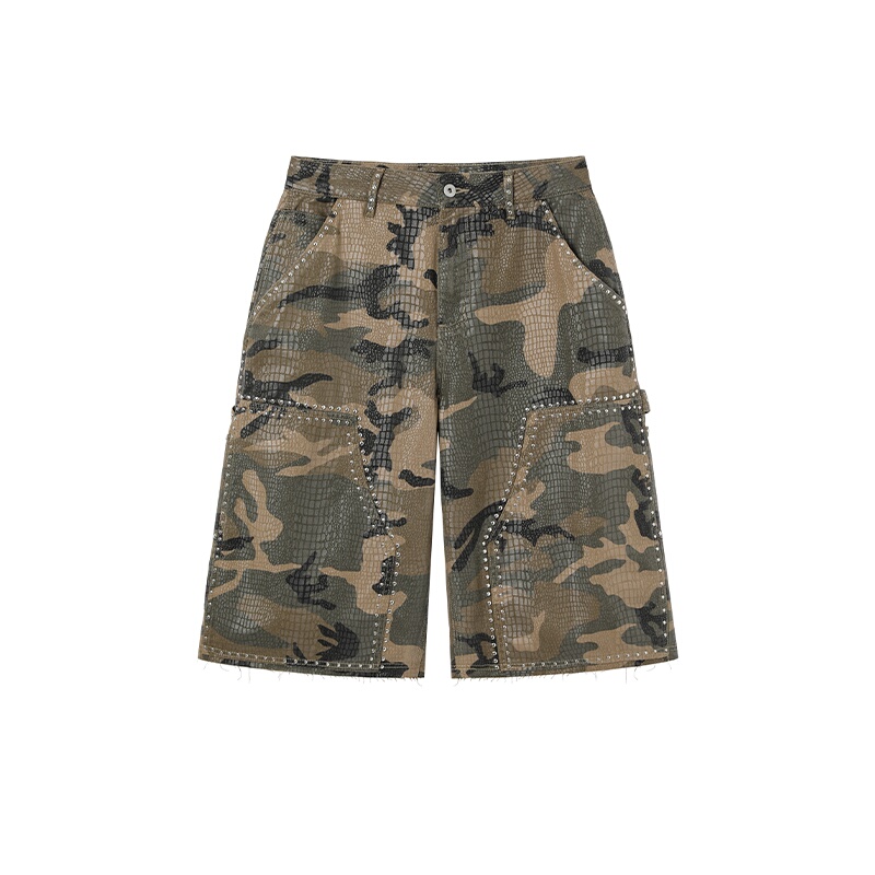 Voidless Heavy-Duty Rivet Camouflage Work Shorts Breathable Mesh American Street Style Mid-Length Shorts Voidless Heavy-Duty Rivet Camouflage Work Shorts Breathable Mesh American Street Style Mid-Length Shorts