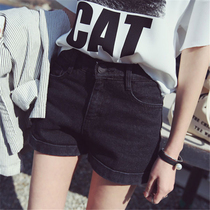 Big Code Denim Shorts Women 2022 Summer New High Waist A Character Slim Loose Fat Mm Curl Black Hot Pants