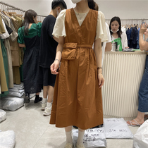 F THREE summer 2021 New Korean version of temperament loose Medium-length dress sleeveless dress women with running bag 1338