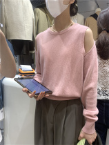 Thirteen lines autumn FN design sense strapless wool sweater pullover round neck wear lazy knit sweater 21318