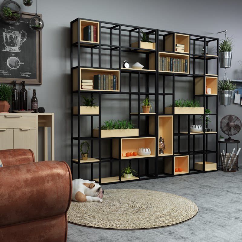 Iron Art Screen Partition Shelve's Living Room Shelves Landing Shelves Dining bookshelves Dining Room Office Nine Palace G Industrial Wind