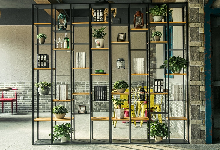 Industrial Retro Iron Art Screen Partition Living Room Double Face Xuan Guan Indoor Decoration Creative Partition Flower Shelf Shelve Shelf