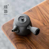 Zhenyou black pottery teapot home simple ceramic single pot side to anti-hot Japanese kung fu tea set filter bubble teapot