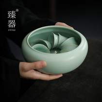 Zhen Instrumental Tea Wash Ru Kiln Large Number Home Pen Wash Ceramic Water Spittoon Tea Slag Vat Built Water Korn Tea With Tea Dao Zero Deserve