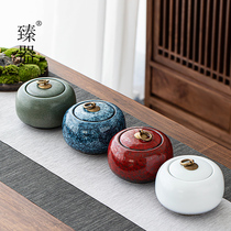 Zhenware tea cans ceramic sealed cans tea packaging large Puer tea cans home wake-up tea cans porcelain jars