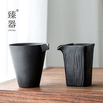 Zhenji Japanese Black Pottery Road Cup Anti-hot ceramic uniform Cup kung fu tea set spare parts household Tea Tea Tea