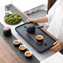 Zhenyou ceramic tea tray household Wujin Stone tea table modern simple small water storage dry bubble table drainage stone tray