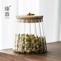Zhen Ware glass tea jar grain storage box flower tea household storage tank moisture-proof storage bottle home Portable