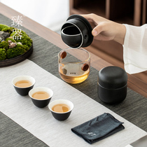 Zhen Ji ET rotating fast guest Cup travel tea set creative ceramics one pot three cups outdoor portable tea set home